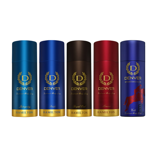 Denver Pack of 5 Deos (Volt + Honour + Integrity + Royal Oud + Pride) - 165ml Each