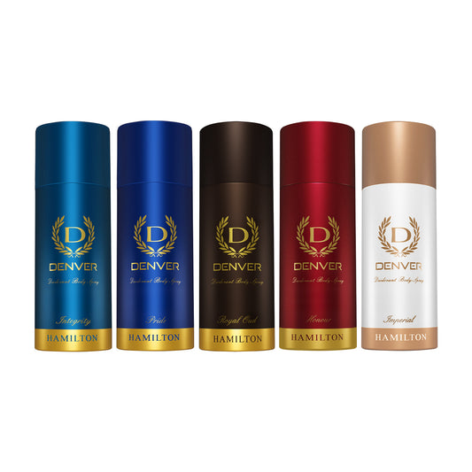 Denver Pack of 5 Deos (Royal Oud + Imperial + Integrity + Honour + Pride) - 165ml Each