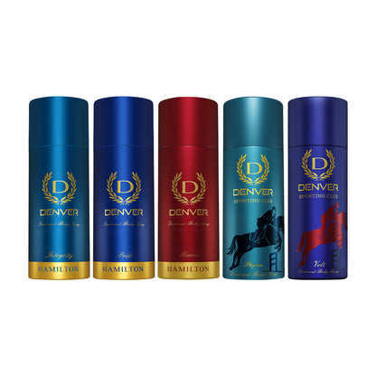 Denver Pack of 5 Deos (Volt + Honour + Phyton + Integrity + Pride) - 150/165ml Each