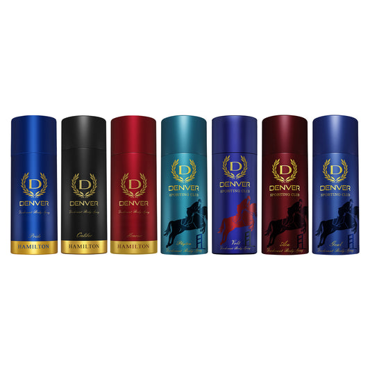 Denver Pack of 7 Deos (Pride + Caliber + Honour + Goal + Ace + Volt + Phyton) - 165ml Each