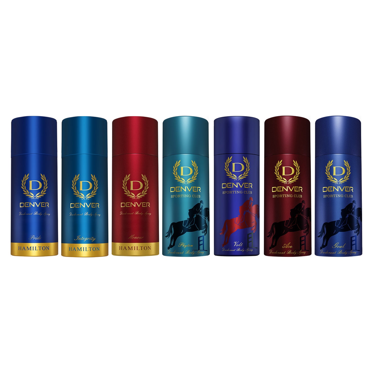 Denver Pack of 7 Deos (Pride + Integrity + Honour + Goal + Ace + Volt + Phyton) - 150/165ml Each -SALE
