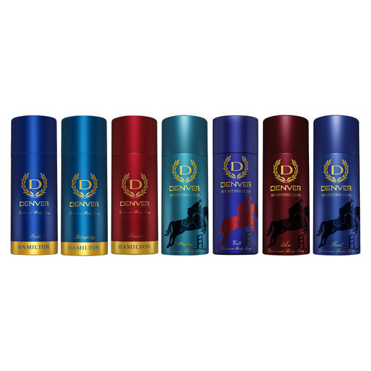 Denver Pack of 7 Deos (Pride + Integrity + Honour + Goal + Ace + Volt + Phyton) - 150/165ml Each -SALE