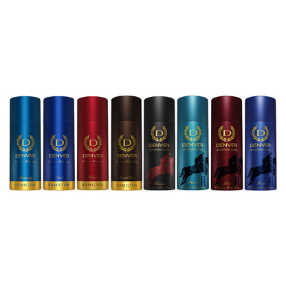 Denver Pack of 8 Deos (Phyton+Pride+Integrity+Honour+Royal Oud+Goal+Ace+Champ) - 150/165ml