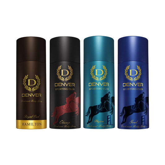 Denver Pack of 4 Deos (Champ + Royal Oud + Goal + Phyton) - 150ml/165ml Each
