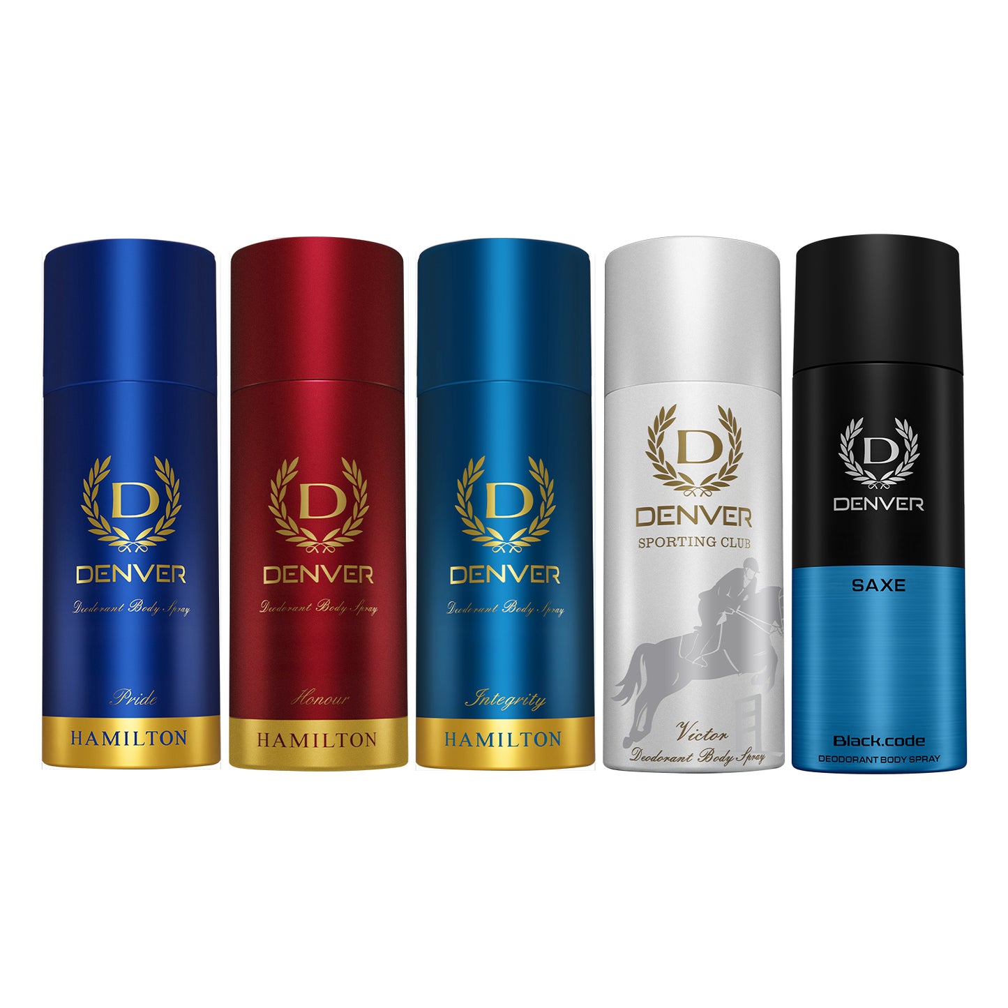 Pack of 5 Deos (Victor + Saxe + Integrity + Honour + Pride) - 150/165ml Each DENVER