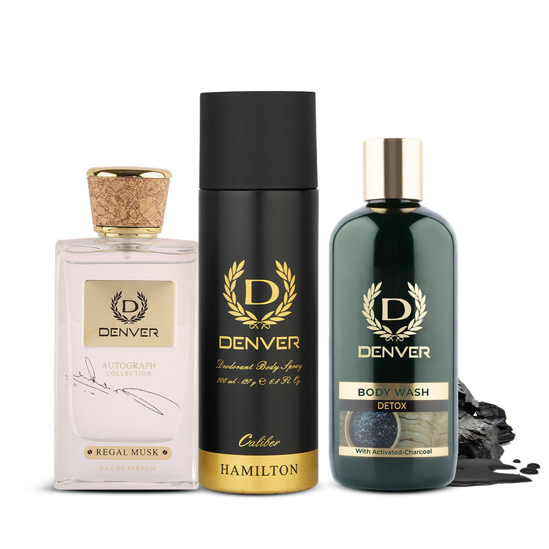 Denver Gift Pack Autograph Collection Regal Musk |  Bodywash Detox | Hamilton Caliber 200ml