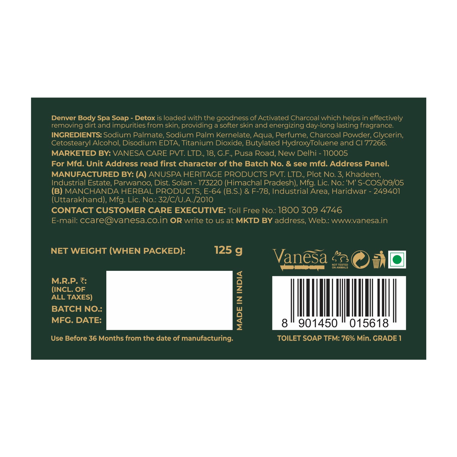 Denver Detox Soap Back Side 