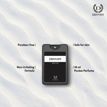 Denver Black Code Pocket Pefume features