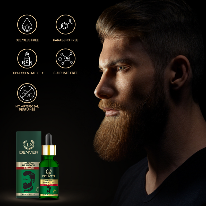 Denver Natural Beard Oil - Growth with free wooden comb