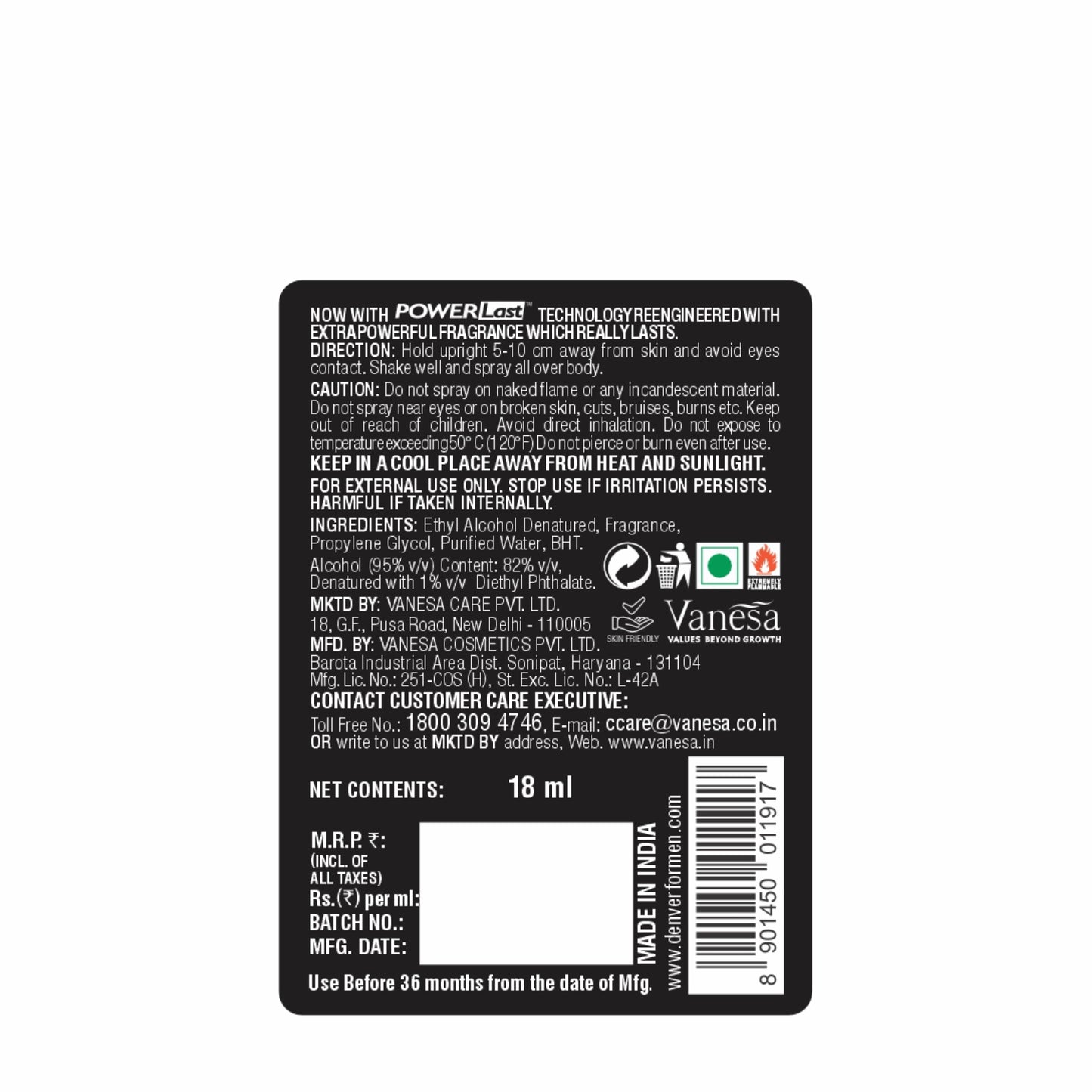 Denver Black Code Pocket Perfume Back Side