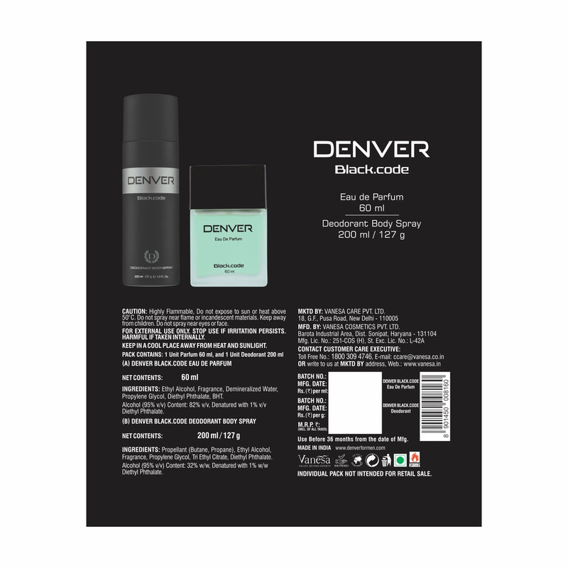 Denver Gift Pack Black Code | 60ml Perfume | 200 ml Deodorant