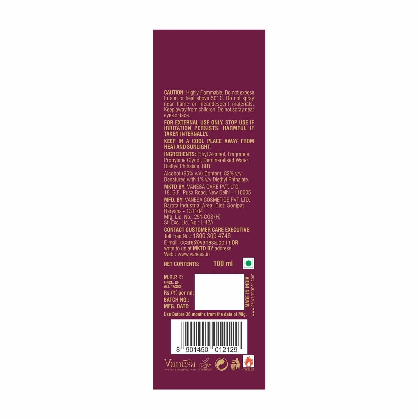 Denver Honour Perfume Back Side
