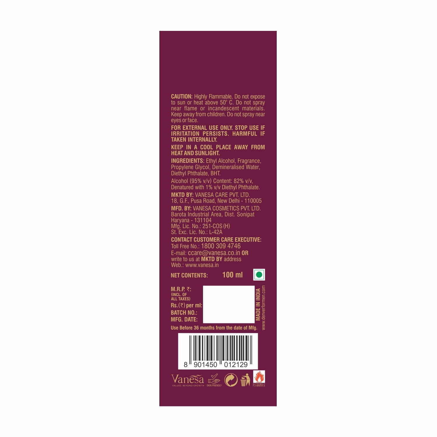Denver Honour Perfume Back Side
