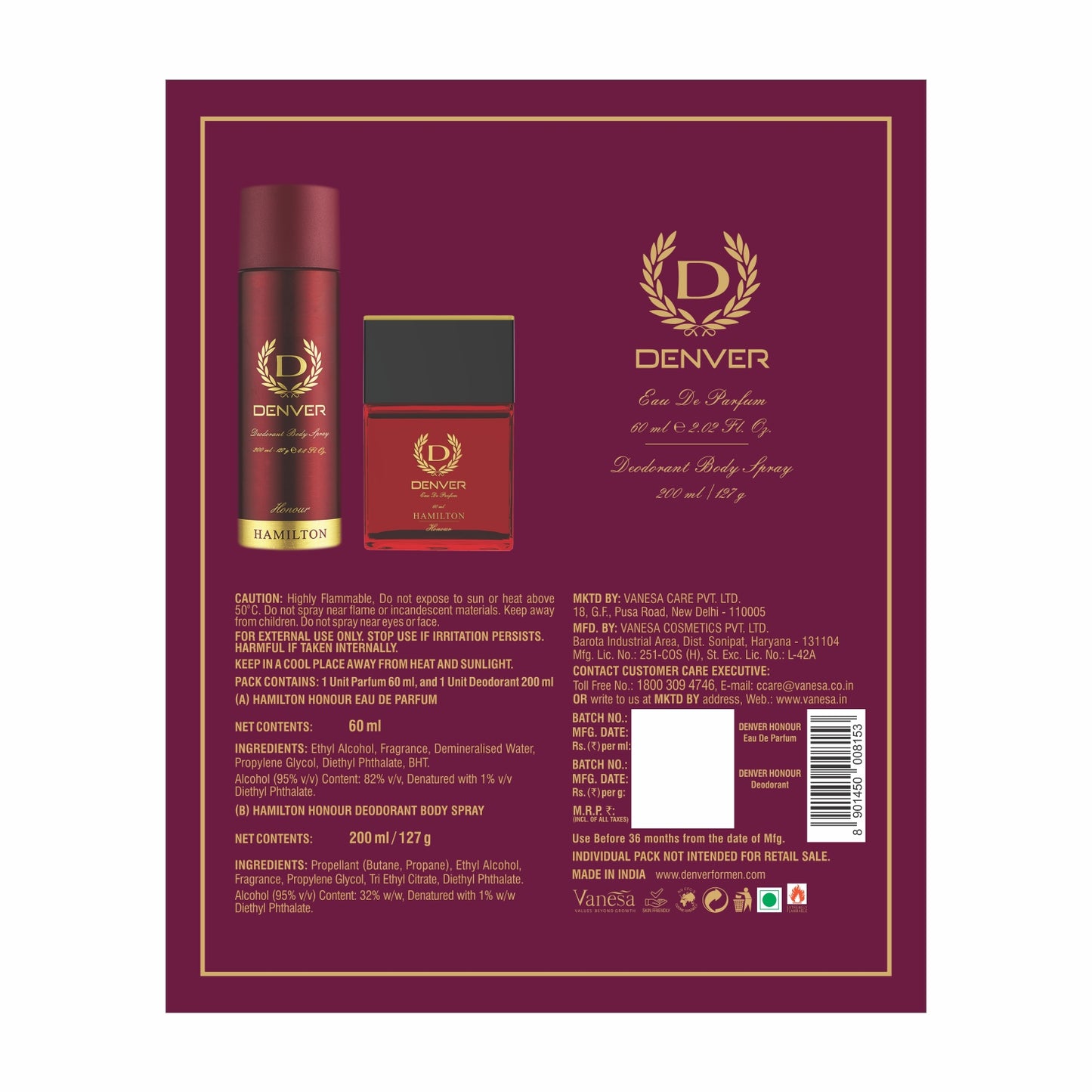 Denver Honour Gift Pack Back Side