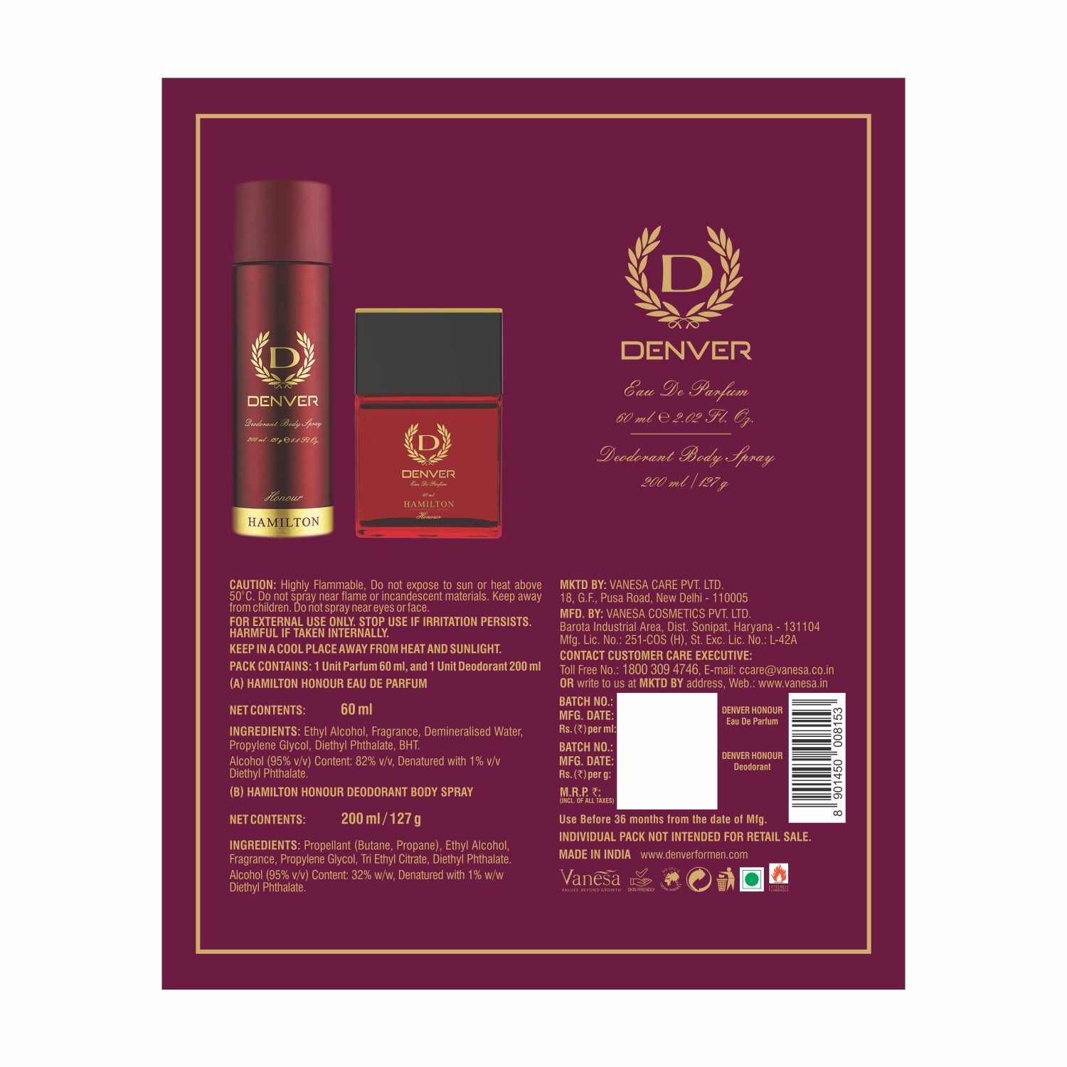 Denver Honour Gift Pack Back Side