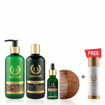 Onion Shampoo 300ml, Detox Body Wash 325ml, Growth Beard Oil 30ml with free wooden comb + FREE Imperial Nano Deo with Loofah