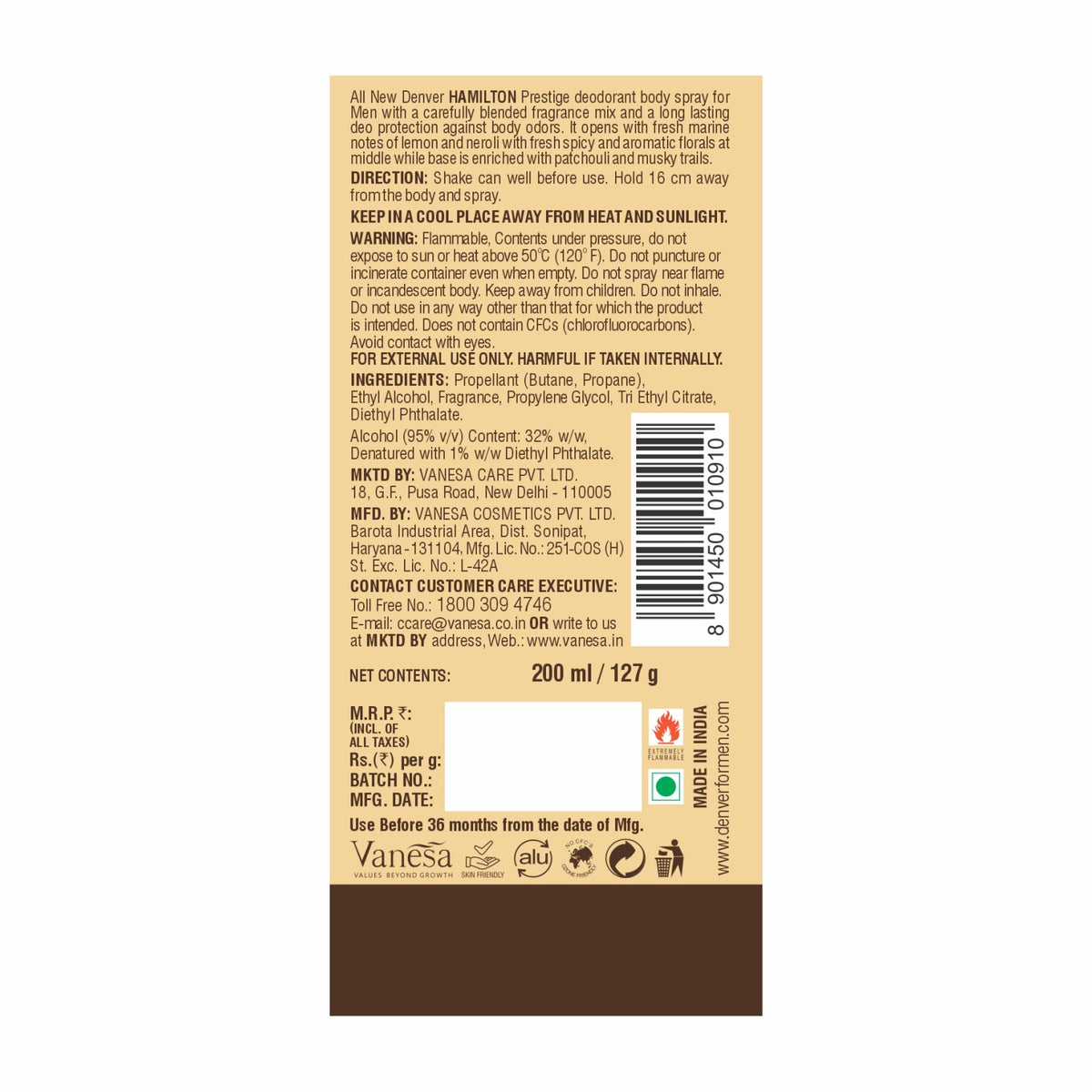 Denver Prestige Perfume Back Side