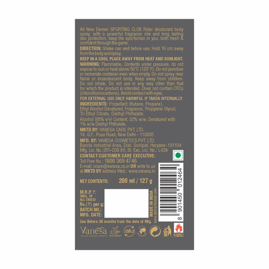 Denver Rider Perfume Back Side