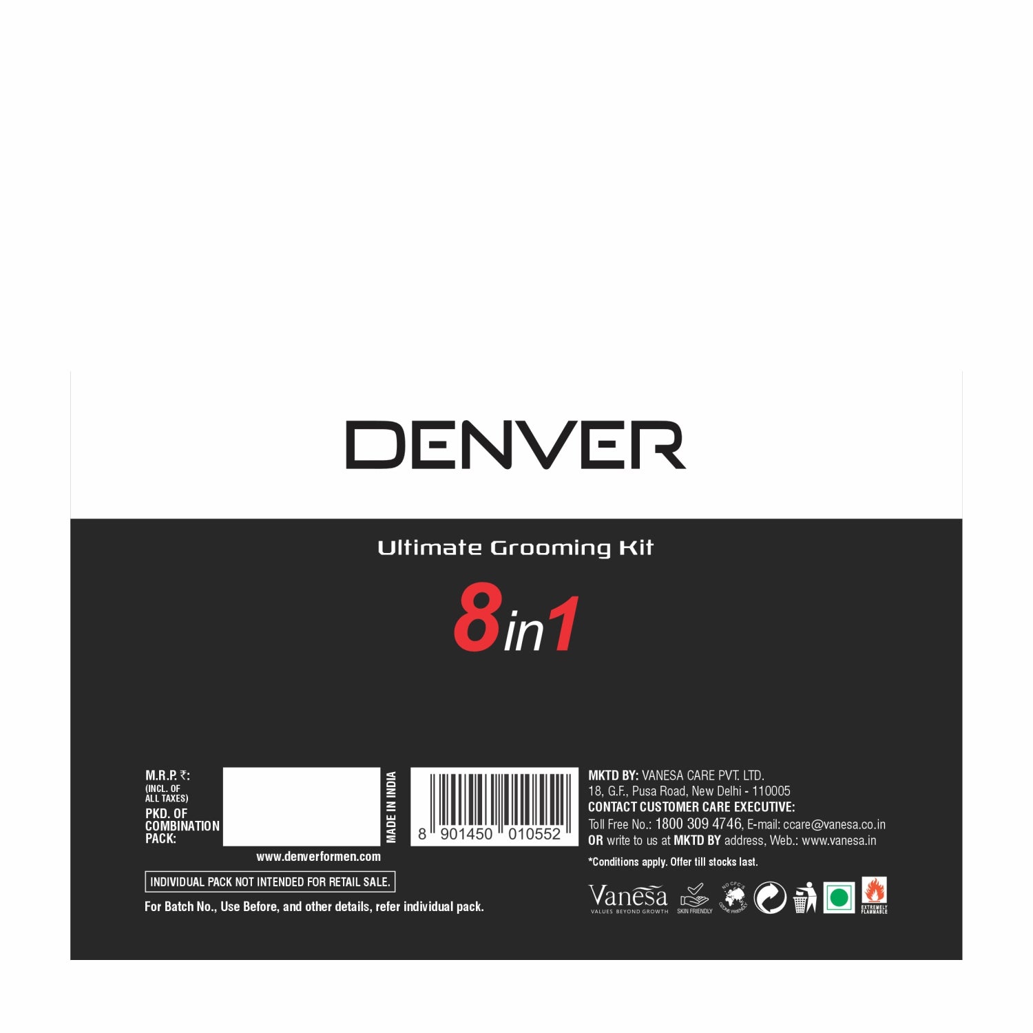 Denver Black Code Grooming Kit Back Side