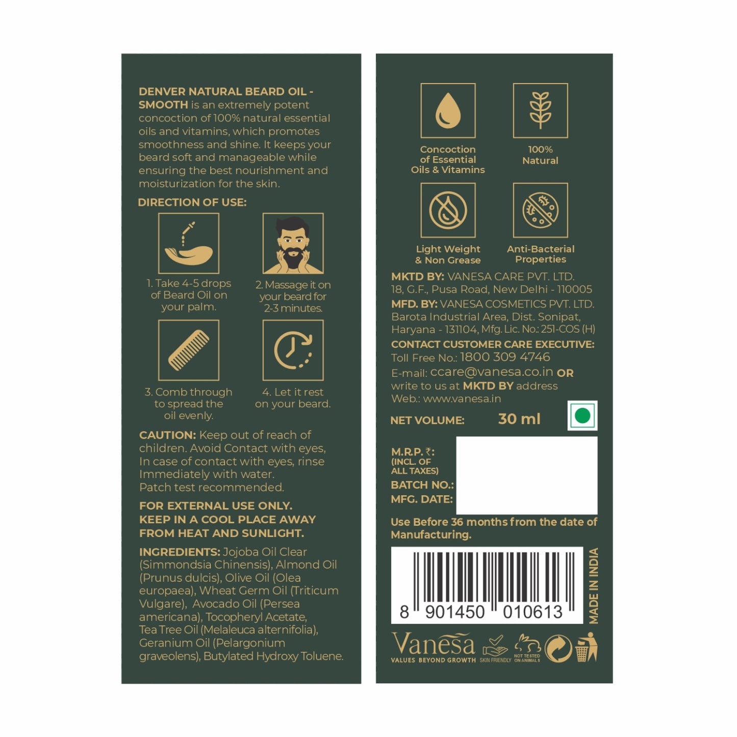 Denver Smooth Beard Oil Back Side