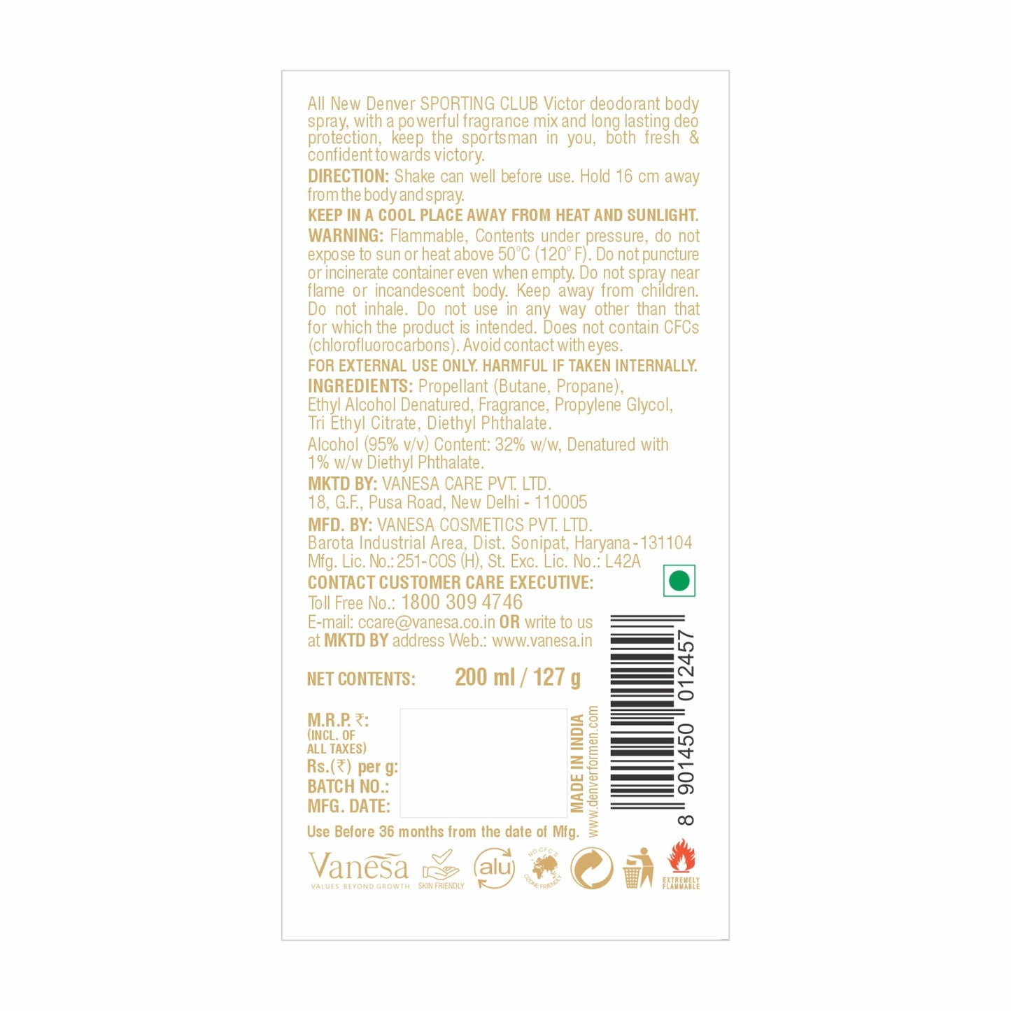 Denver Victor Perfume Back Side