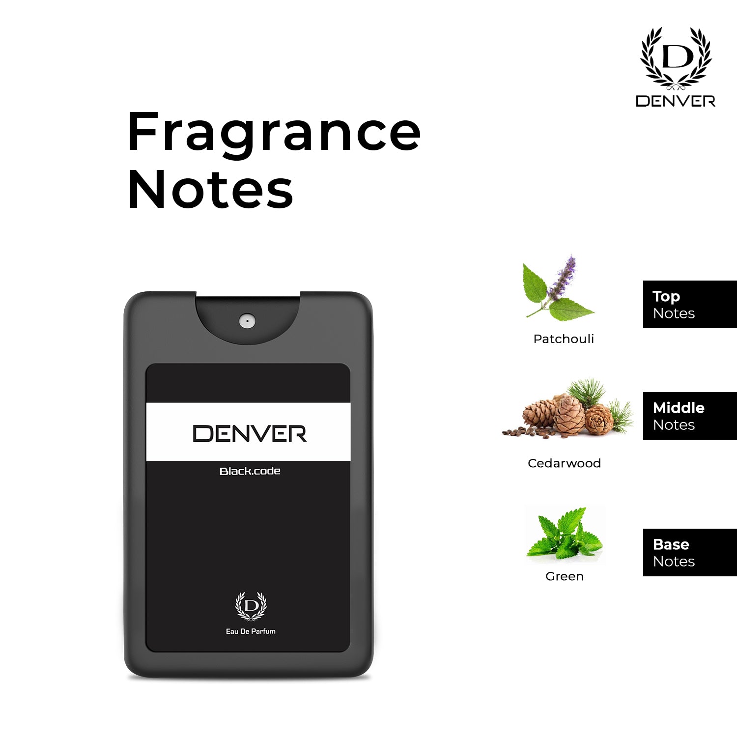 Denver Black Code Pocket Pefume Fragrance Notes